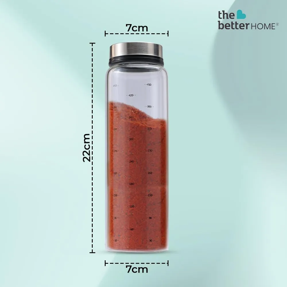 The Better Home Glass Salt & Pepper Shaker| Salt & Pepper Dispenser | Moisture-Proof Seasoning Transparent Shaker Set | Perfect Pour Holes for Kitchen Dining Table Restaurant (Pack of 1)