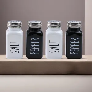 The Better Home Glass Salt & Pepper Shakers- Black and White | Salt & Pepper Dispenser | Moisture-Proof Seasoning Shakers | Perfect Pour Holes for Kitchen Dining Table Restaurant (Pack of 2)