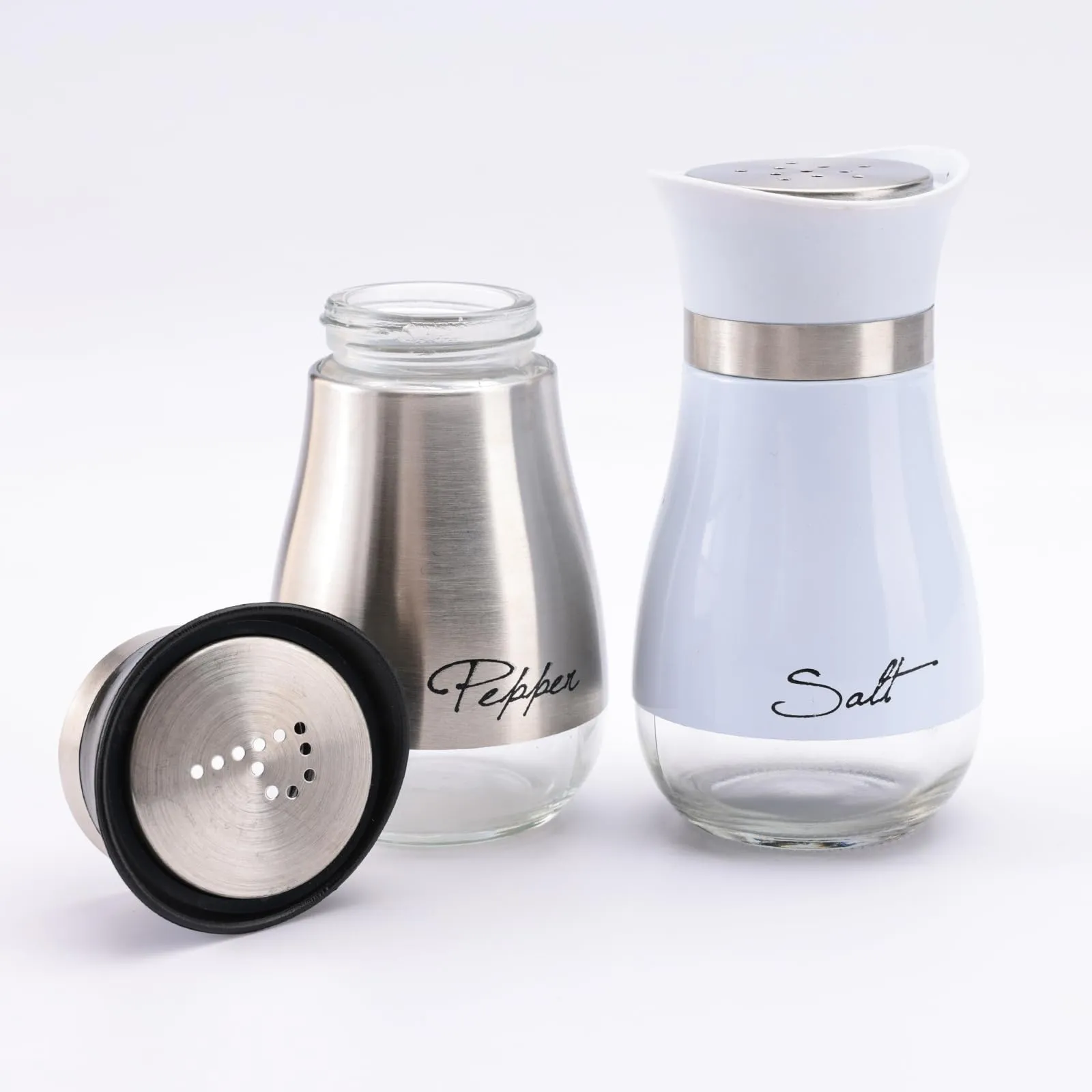 The Better Home Glass Salt & Pepper Shakers Set | Salt & Pepper Dispenser | Moisture-Proof Seasoning Shakers Set | Perfect Pour Holes for Kitchen Dining Table Restaurant (Pack of 1)