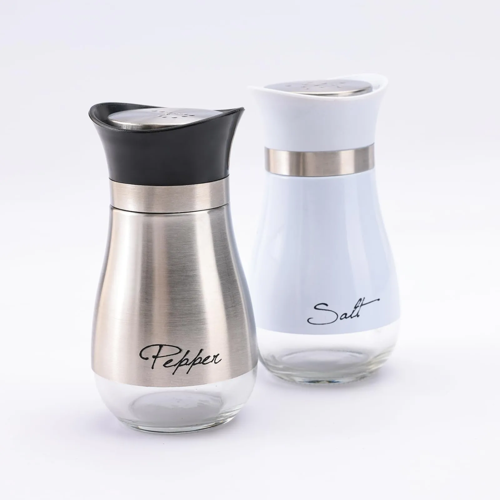 The Better Home Glass Salt & Pepper Shakers Set | Salt & Pepper Dispenser | Moisture-Proof Seasoning Shakers Set | Perfect Pour Holes for Kitchen Dining Table Restaurant (Pack of 1)