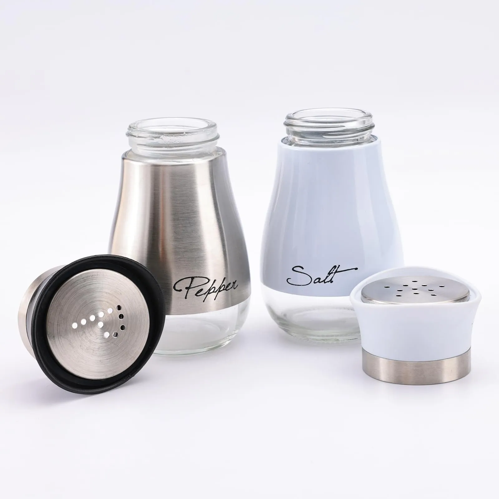 The Better Home Glass Salt & Pepper Shakers Set | Salt & Pepper Dispenser | Moisture-Proof Seasoning Shakers Set | Perfect Pour Holes for Kitchen Dining Table Restaurant (Pack of 1)
