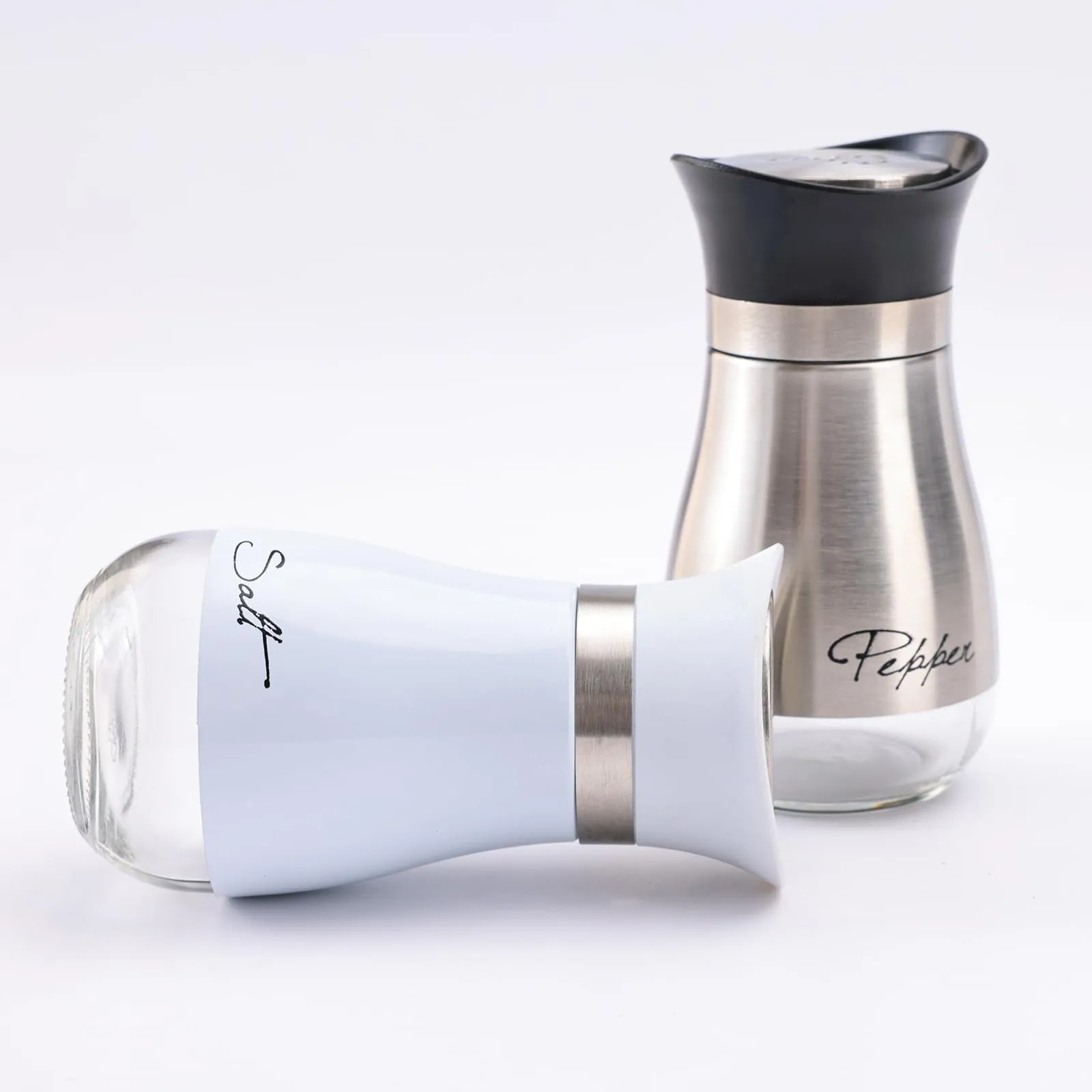 The Better Home Glass Salt & Pepper Shakers Set | Salt & Pepper Dispenser | Moisture-Proof Seasoning Shakers Set | Perfect Pour Holes for Kitchen Dining Table Restaurant (Pack of 1)