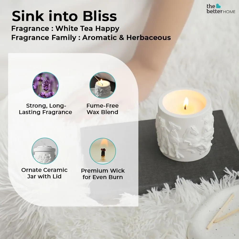 The Better Home Scented Candles for Gifting | 25 Hrs Burn Time | Aromatherapy Soy Wax Candles for Home Decor Fragrance | Aesthetic Candles for Home | White Tea Happy Aroma Scented Candles for Bedroom