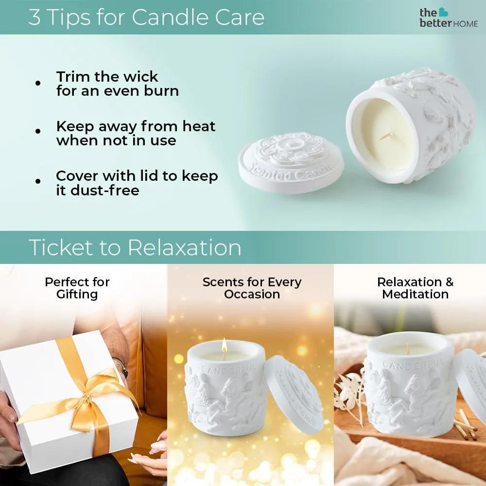 The Better Home Scented Candles for Gifting | 25 Hrs Burn Time | Aromatherapy Soy Wax Candles for Home Decor Fragrance | Aesthetic Candles for Home | White Tea Happy Aroma Scented Candles for Bedroom