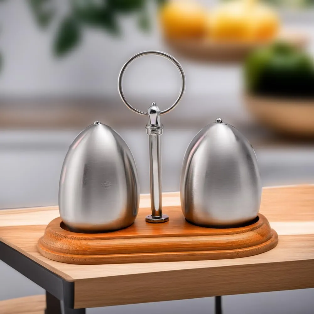 The Better Home Stainless Steel Salt & Pepper Shaker Set - Silver | Moisture-Proof Shakers with Holder | Perfect Pour Holes for Kitchen Dining Table Restaurant (Pack of 5)