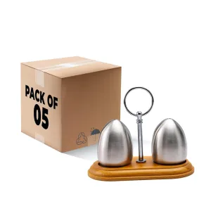 The Better Home Stainless Steel Salt & Pepper Shaker Set - Silver | Moisture-Proof Shakers with Holder | Perfect Pour Holes for Kitchen Dining Table Restaurant (Pack of 5)