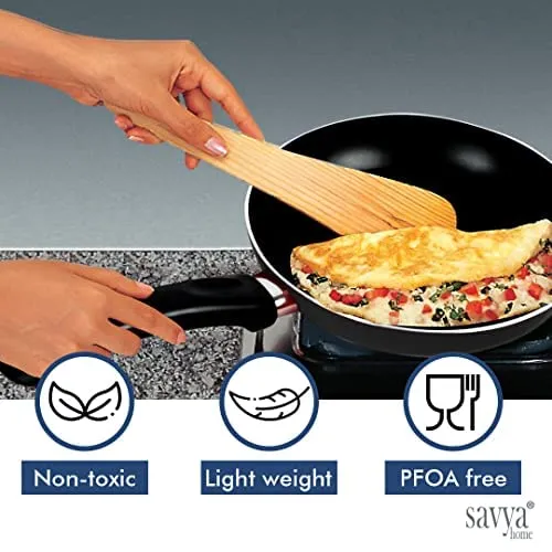 The Better Home Tall Jars 1000ml (Pack of 6) | Food Jars & Containers|Food Storage For Kitchen & SAVYA HOME 18cm Non Stick Fry pan-2.3mm, Black |Pack and Store Combo (3 Containers   Fry Pan)