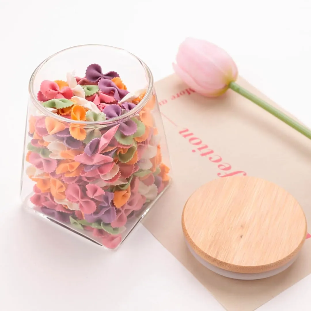 The Better Home Zen Series Borosilicate Containers with Lid 360ml |Container for Kitchen Storage Set | Leakproof, Airtight Storage Jar for Glass Jars with Wooden Lid |Pyramid Collection Set of 2
