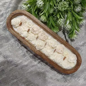 THE DR'S ARTISTREE Rosy Bunch Dough Bowl Decoractive Candle for Home Decor | Long Lasting | Perfect for Gifting,Home,Birthday,Diwali,Christmas,Decorative Candles,Balcony,Birthday