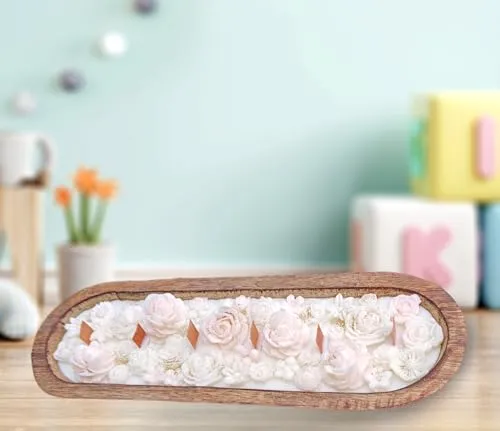 THE DR'S ARTISTREE Rosy Bunch Dough Bowl Decoractive Candle for Home Decor | Long Lasting | Perfect for Gifting,Home,Birthday,Diwali,Christmas,Decorative Candles,Balcony,Birthday