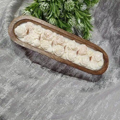 THE DR'S ARTISTREE Rosy Bunch Dough Bowl Decoractive Candle for Home Decor | Long Lasting | Perfect for Gifting,Home,Birthday,Diwali,Christmas,Decorative Candles,Balcony,Birthday