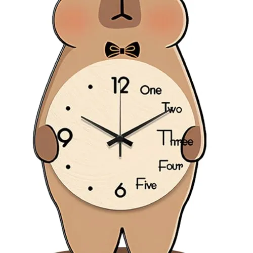 THE STYLE SUTRA® Capybara Table Clock Wood Cute Desktop Ornament for Office Bedroom Fireplace L