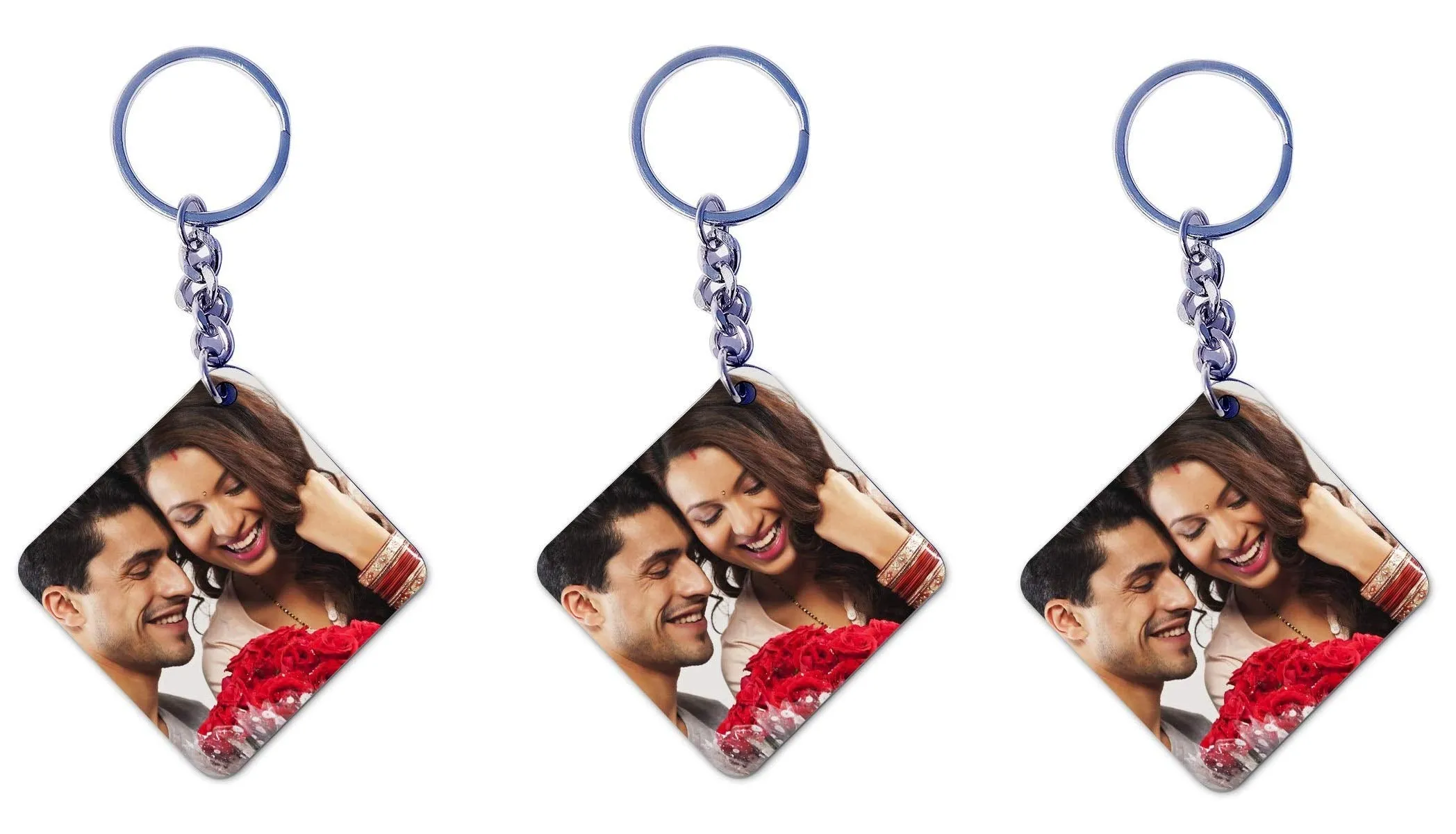 THEWHOOP Personalized Photo Double Sided Printed Acrylic Key Chain Combo (Multicolour) -Set of 3