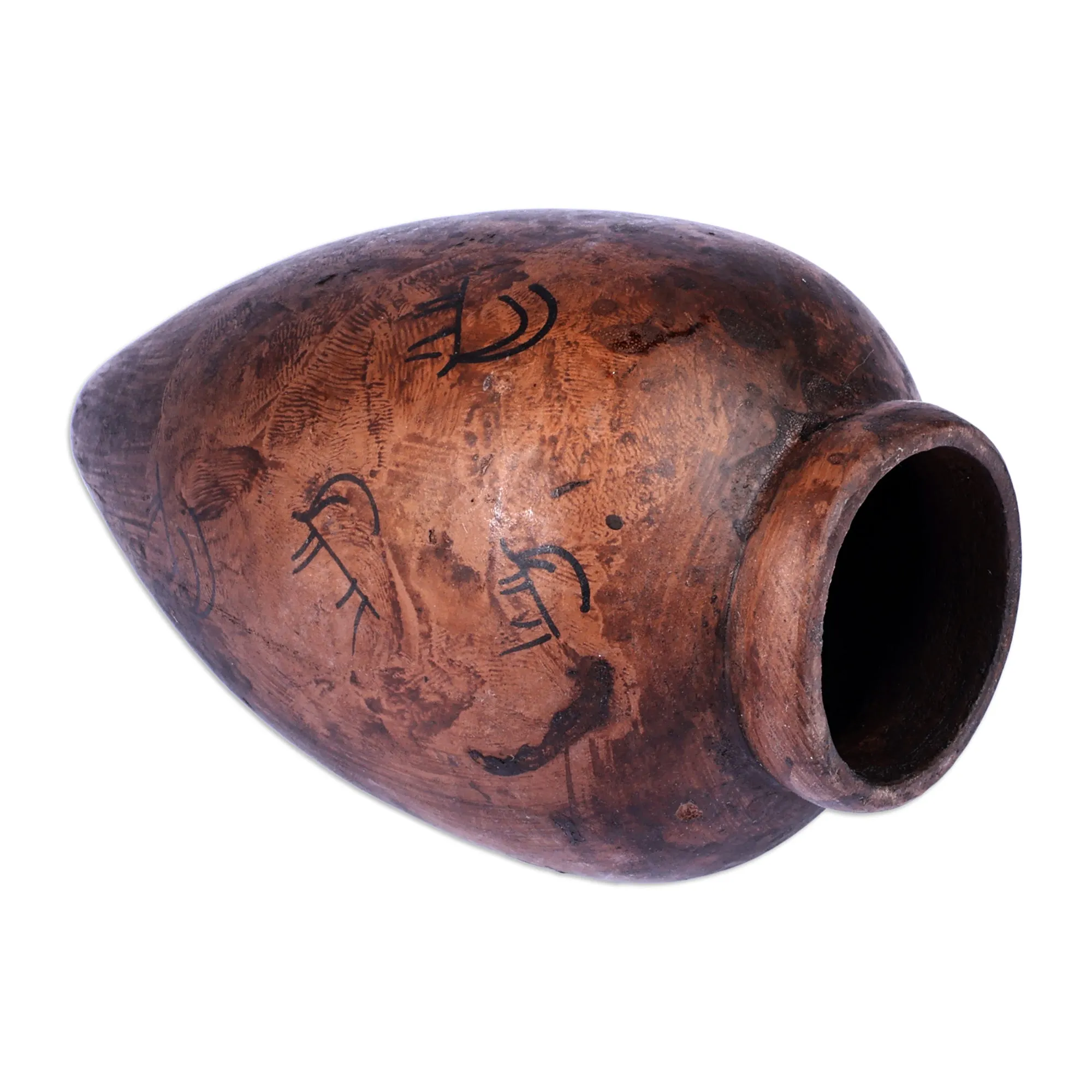 Traditional Bezoar Goat-Themed Brown Decorative Vase - Ancestral Eras | NOVICA