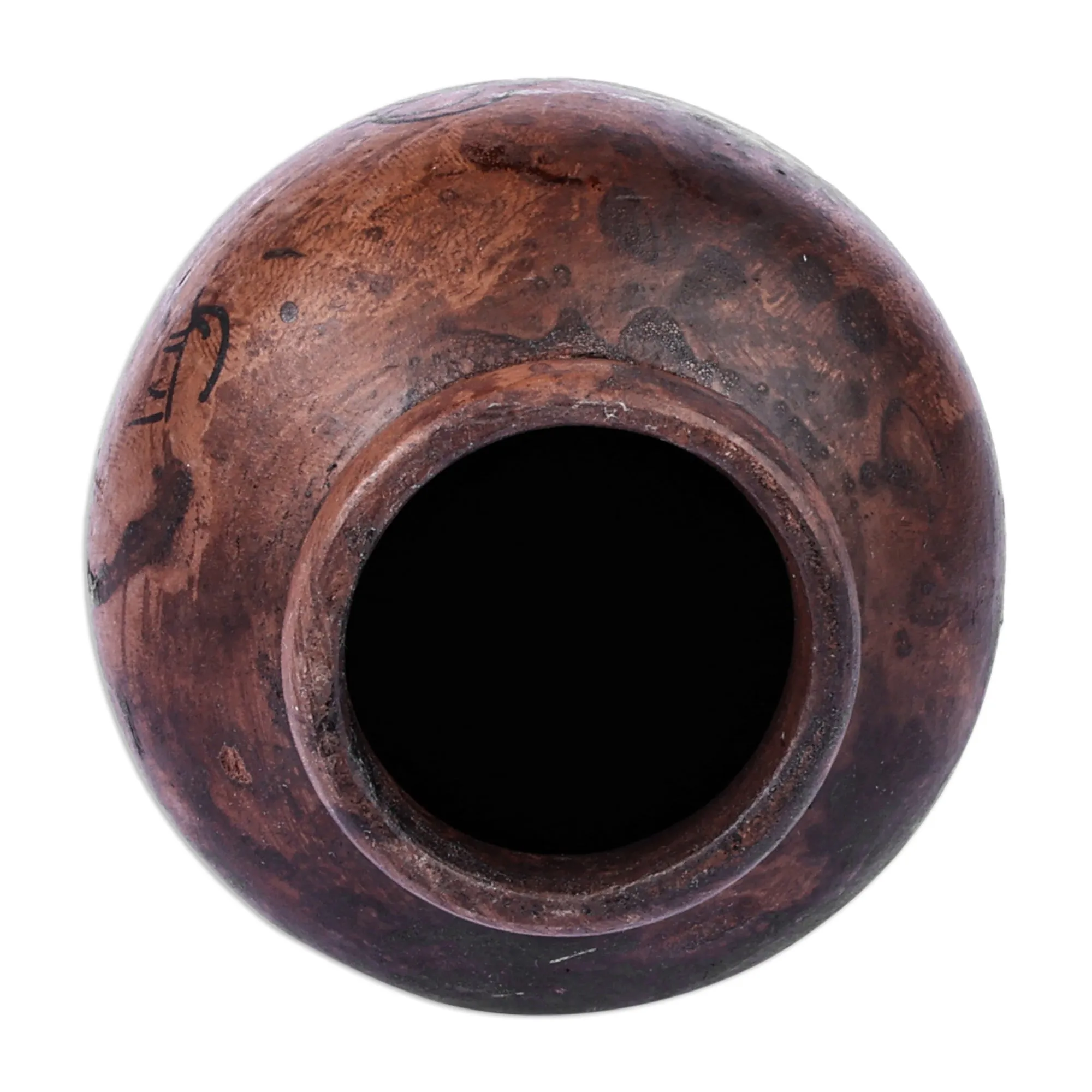 Traditional Bezoar Goat-Themed Brown Decorative Vase - Ancestral Eras | NOVICA