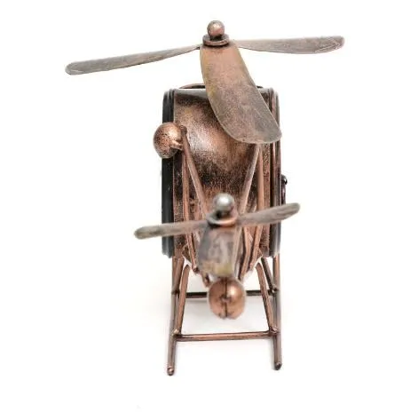 Trending Products & Gifts Iron METAL MODERN TABLE CLOCK Table and Home Décor Decorative Showpiece (Iron, Gold) (Brown) (HELICOPTER CLOCK)