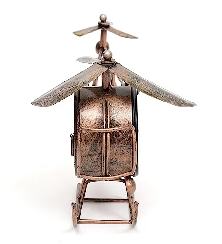Trending Products & Gifts Iron METAL MODERN TABLE CLOCK Table and Home Décor Decorative Showpiece (Iron, Gold) (Brown) (HELICOPTER CLOCK)