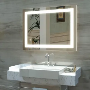 UNIQUE MIRROR amazing mirror modern three-color adjustable mirror rectangular shape, and three light-controlled wash mirrors, wall mirror is perfect for use in bathrooms and bedrooms inside-(18x18).