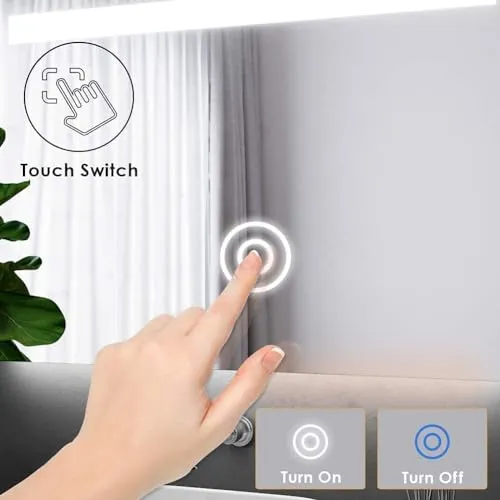 UNIQUE MIRROR led and wall mirror with led feature amazing light for use in dining rooms, living room, bathroom and washrooms, with three color-adjustable rectangular shapes-(21x21).