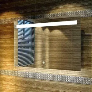 UNIQUE MIRROR led wall mirror for Bathroom and Bedroom with Three Leds Light-controlled wash mirror, anti-fog beautiful mirror, and three-color adjustable modern mirror and shape (24x30) inch W23.