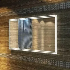 UNIQUE MIRROR led wall mirror for bedroom and bathroom with three light-controlled wash mirrors, a gorgeous mirror, a three-color adjustable modern mirror, and a rectangle design-(21x21).