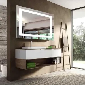UNIQUE MIRROR specialist wall mirror with an led function is ideal for use in dining rooms and washrooms, with three color-adjustable rectangular shapes and mirrors That operate by lighting-(24x30).