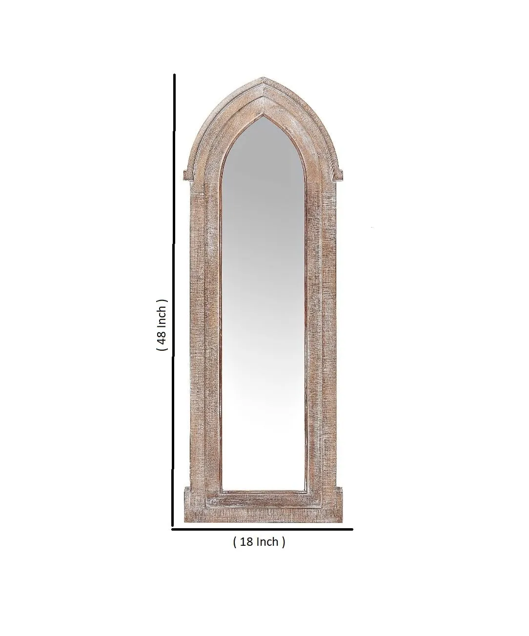 UPZING DECOR Wood Wall Mirror | Wall decorative | Wall Hanging | living room | bedroom | office decor | Full lenght Mirror | Only Frame with Out Mirror (48"x18" Inch)(Brown)