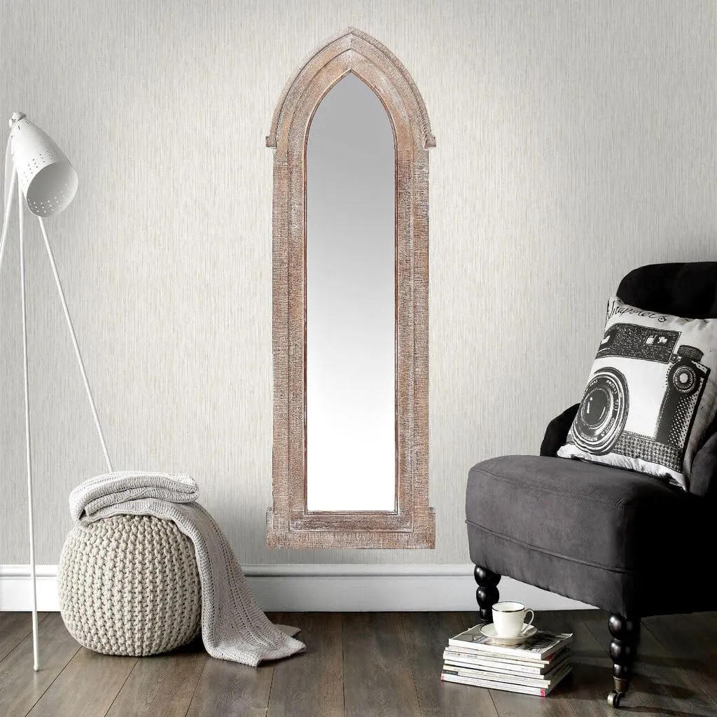 UPZING DECOR Wood Wall Mirror | Wall decorative | Wall Hanging | living room | bedroom | office decor | Full lenght Mirror | Only Frame with Out Mirror (48"x18" Inch)(Brown)