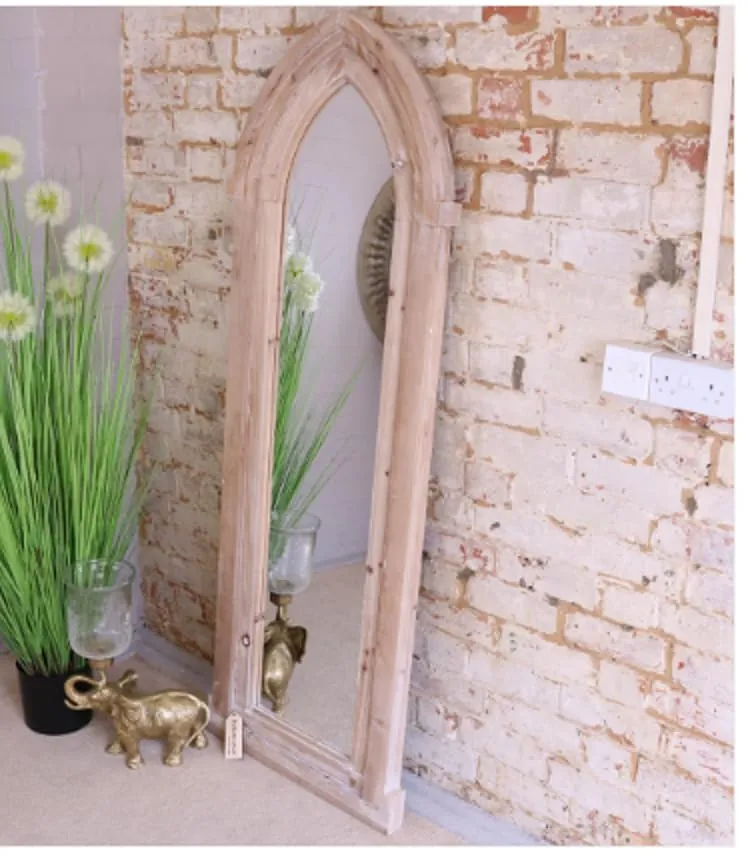 UPZING DECOR Wood Wall Mirror | Wall decorative | Wall Hanging | living room | bedroom | office decor | Full lenght Mirror | Only Frame with Out Mirror (48"x18" Inch)(Brown)