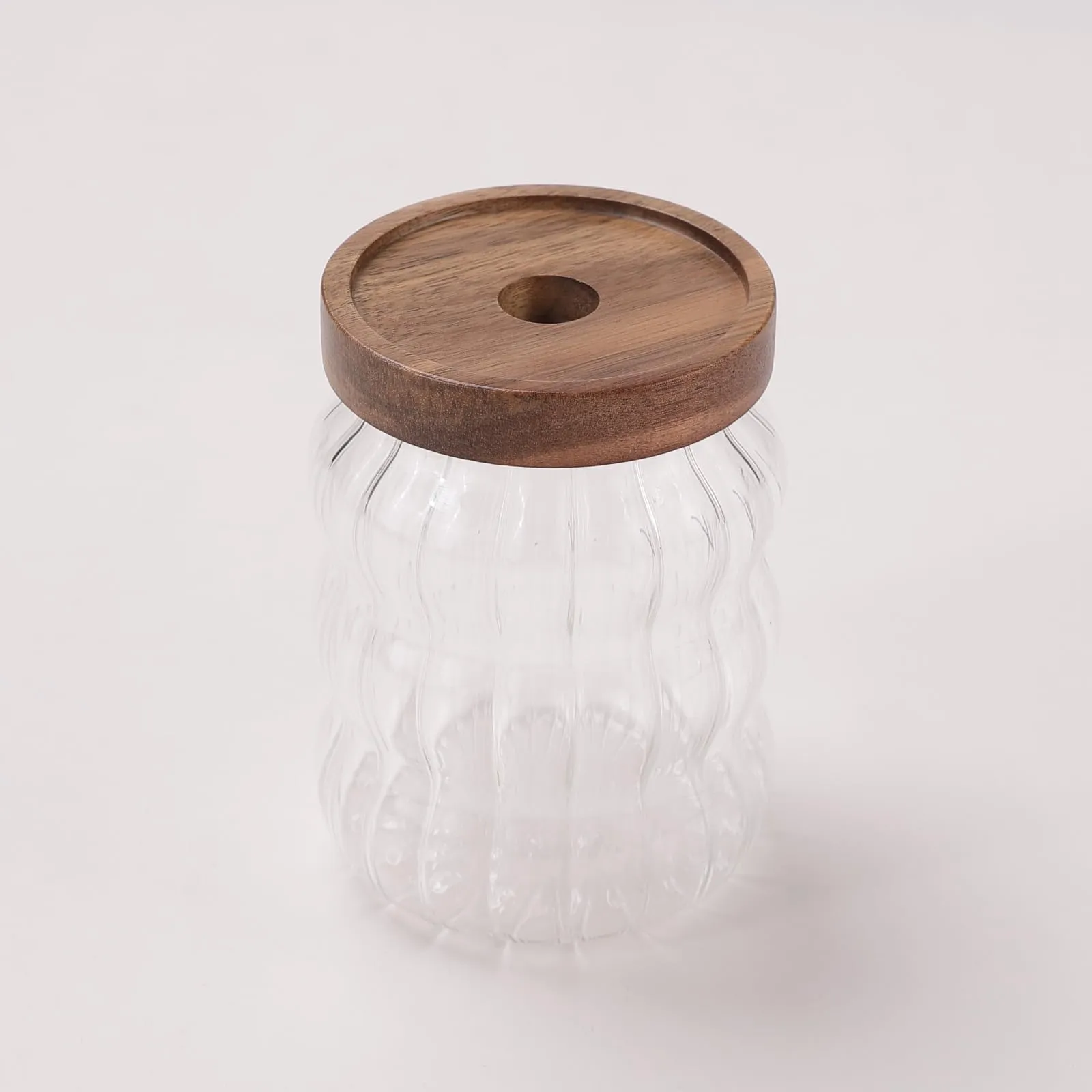 USHA SHRIRAM Borosilicate Containers With Wooden Lid (400ml - 2Pcs) | Glass Container Jar For Kitchen Storage | Microwave Safe | Kitchen Containers Box With Air Tight Lid | Kitchen Organisers
