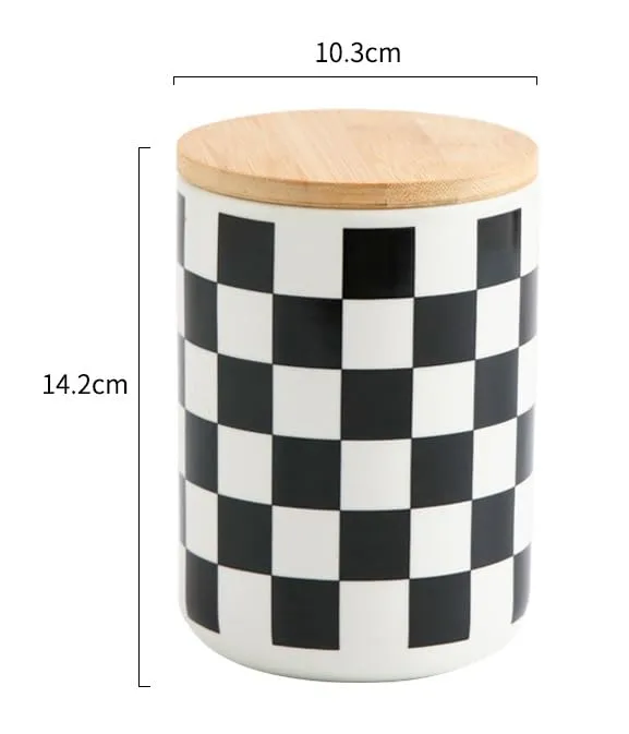 USHA SHRIRAM Ceramic Jars (800 ml) Container For Kitchen Storage Box | Spice Jars For Kitchen | Kitchen Jars & Containers Set With Lid | Air Tight Jars & Containers For Storage | Black & White