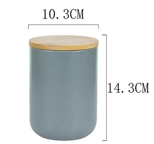 USHA SHRIRAM Ceramic Jars (800 ml) Container For Kitchen Storage Box | Spice Jars For Kitchen | Kitchen Jars & Containers Set With Lid | Air Tight Jars & Containers For Storage | Grey