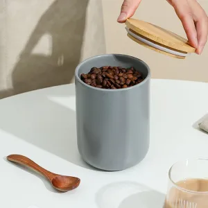 USHA SHRIRAM Ceramic Jars (800 ml) Container For Kitchen Storage Box | Spice Jars For Kitchen | Kitchen Jars & Containers Set With Lid | Air Tight Jars & Containers For Storage | Grey