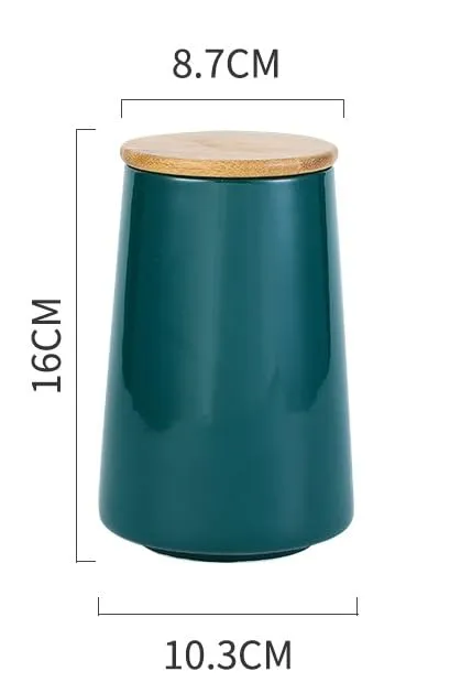 USHA SHRIRAM Ceramic Jars (850 ml) Container For Kitchen Storage Box | Spice Jars For Kitchen | Kitchen Jars & Containers Set With Lid | Air Tight Jars & Containers For Storage | Green