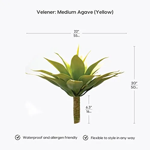 Velener Artificial Agave Fake Plant Room Decor Color Yellow 22 Inches Set of 1