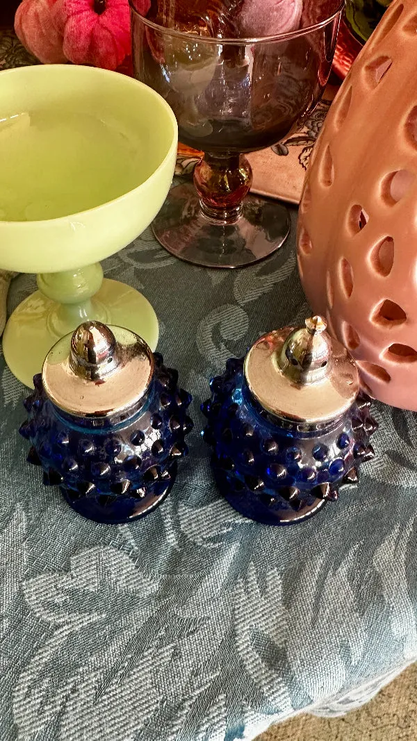 Vintage Hobnail Salt and Pepper Shakers - Glass