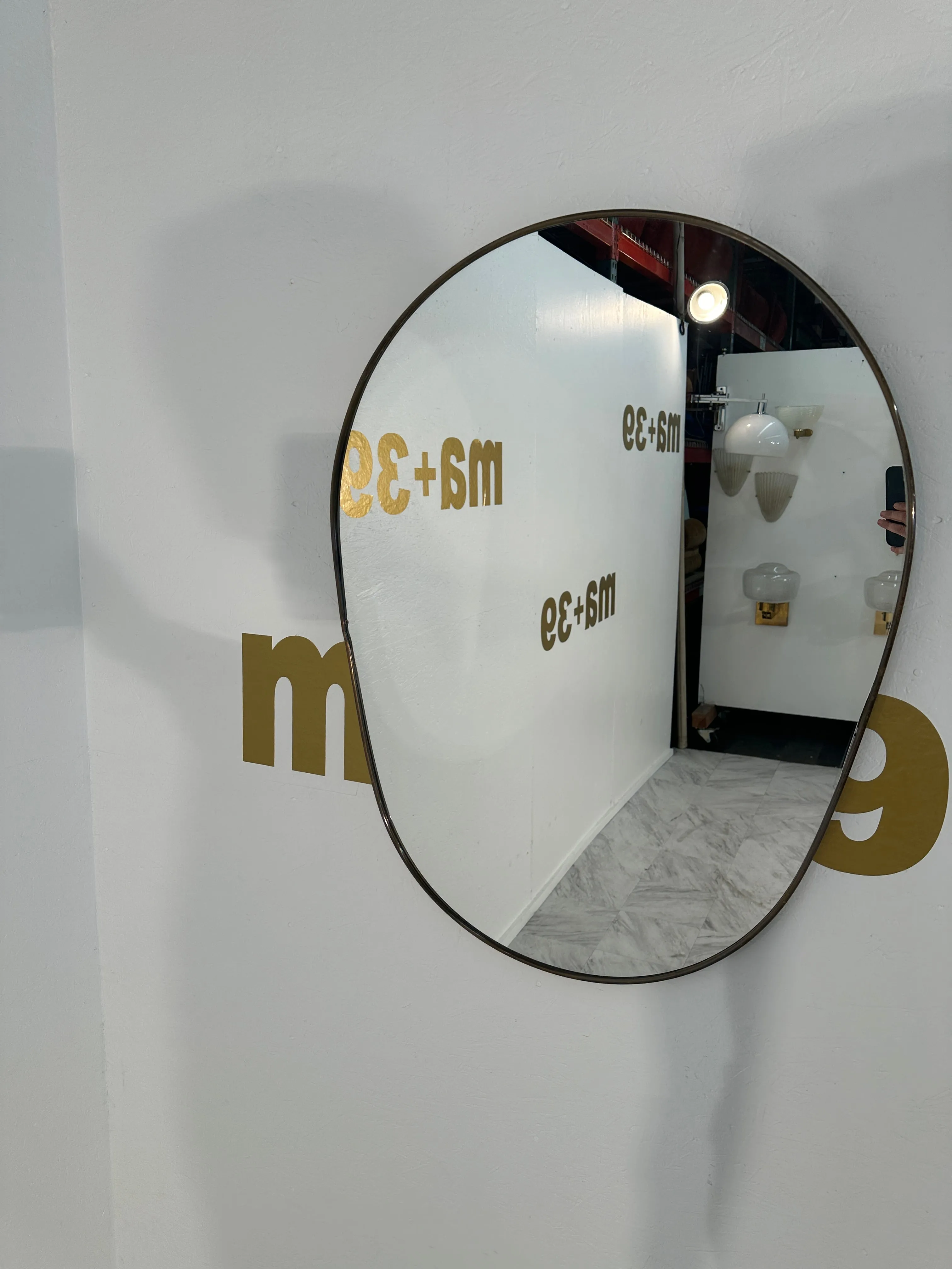 Vintage Italian Semi Oval Wall Mirror 1970s