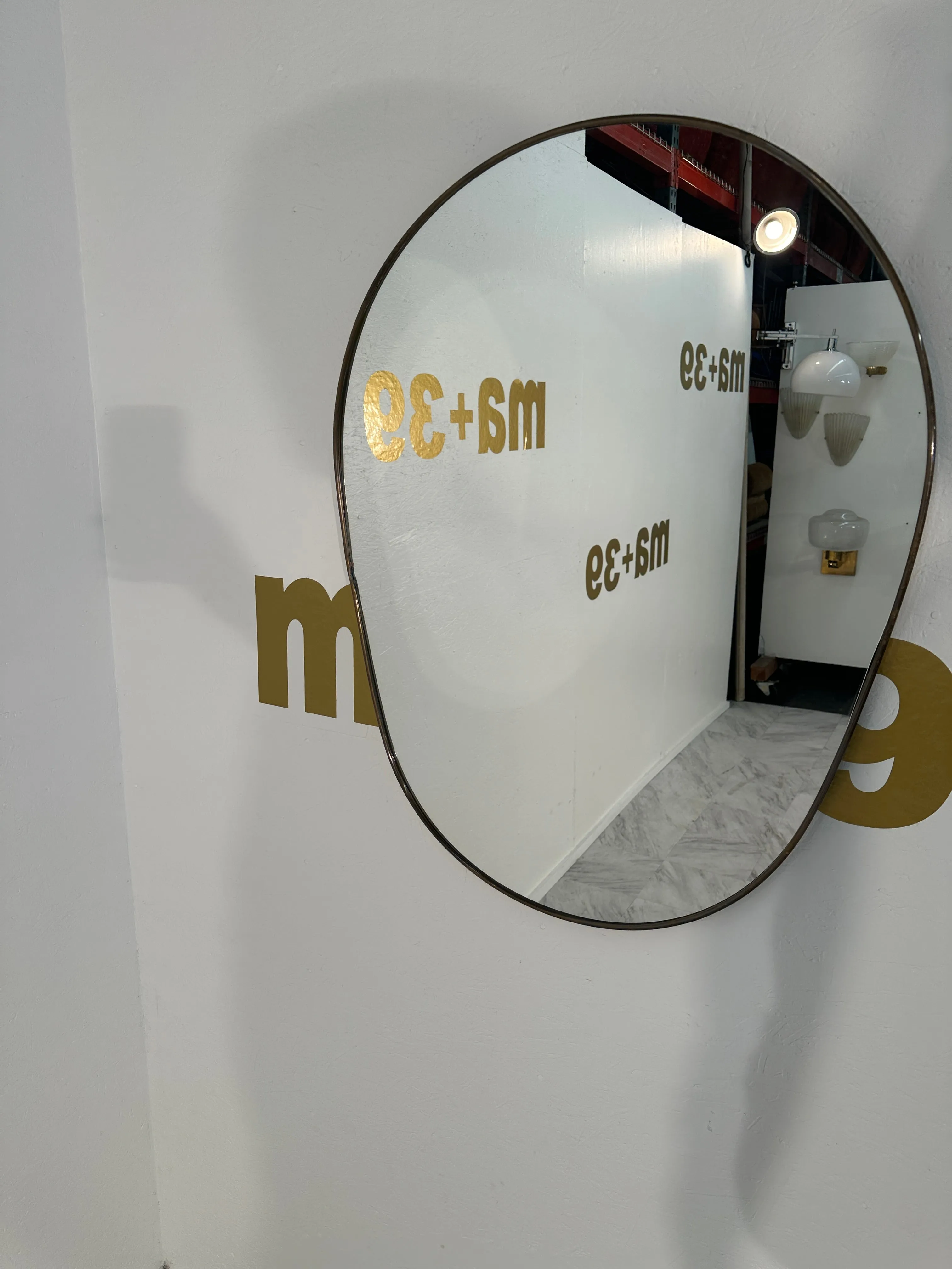 Vintage Italian Semi Oval Wall Mirror 1970s