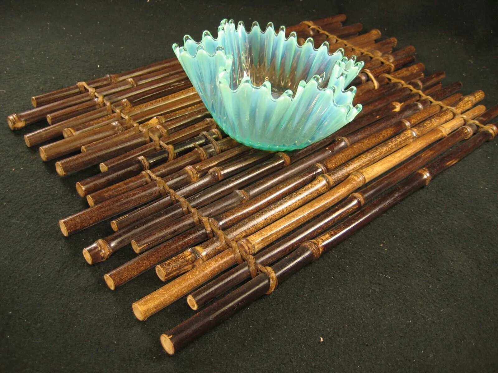 Vintage Japanese  Ikebana Flower Arranging Bamboo Double Raft