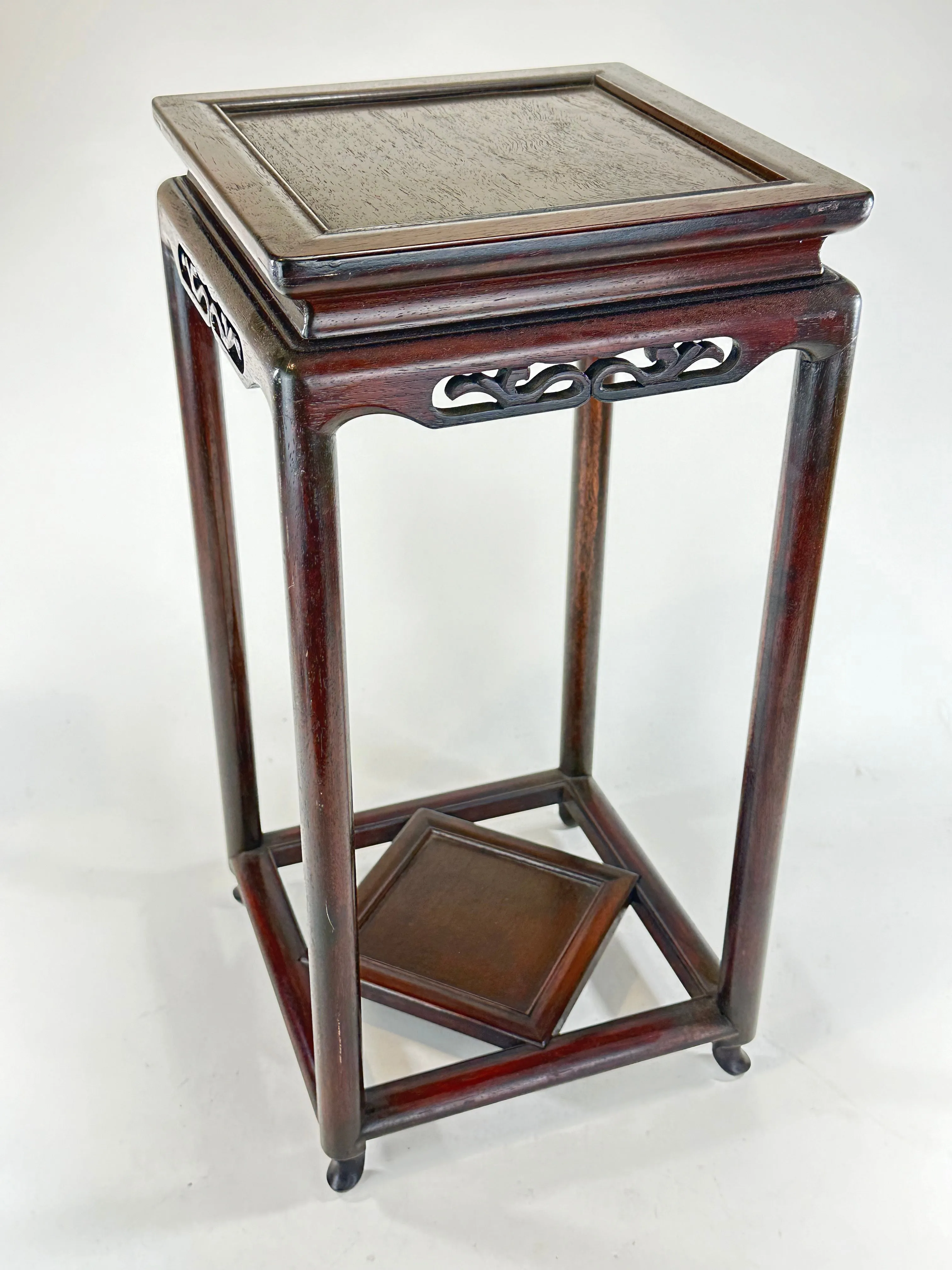 Vintage Japanese Rosewood Vase Stand Bowl / Plant Stand 19"