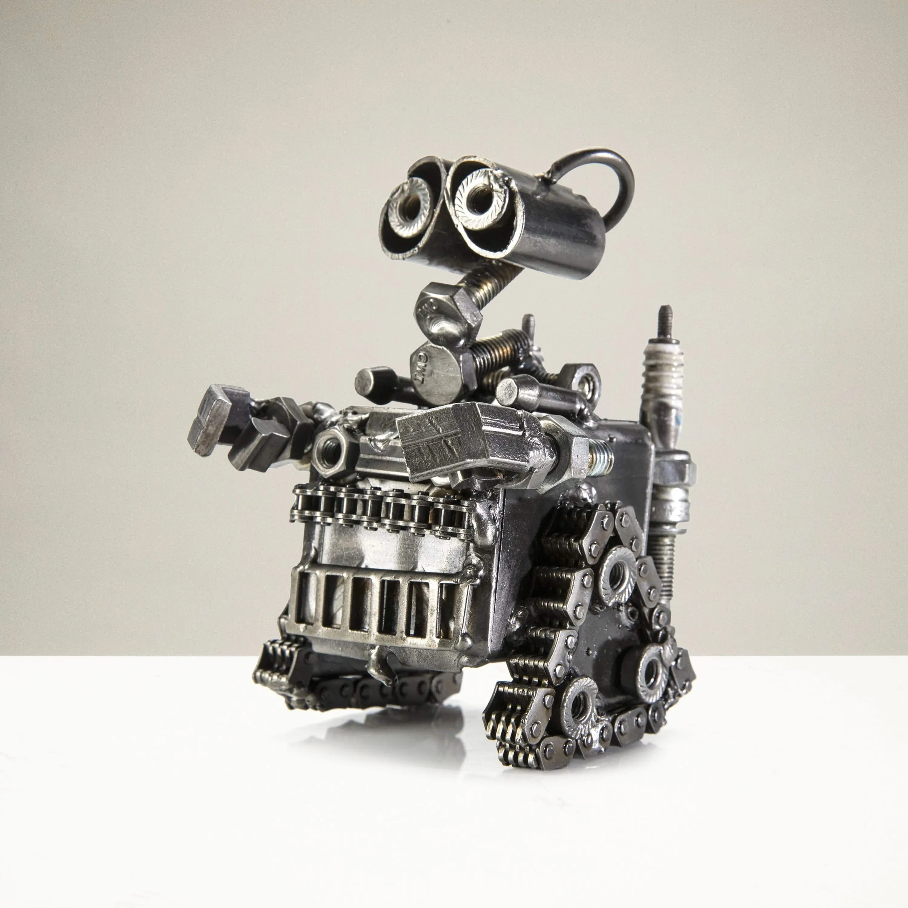 Wall-E Inspired Recycled Metal Sculpture