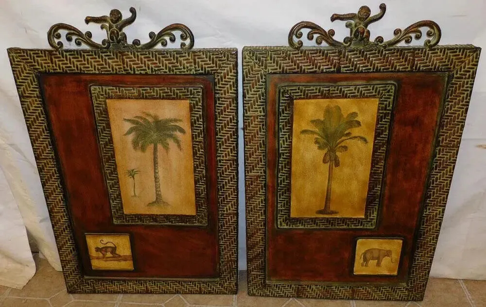 Wall Hanging, Decor, Pair, Painted, Embossed Metal Decorative Wall Decor!!