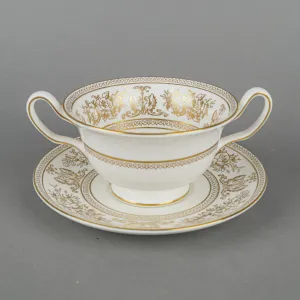 WEDGWOOD Gold Columbia Cream Soup & Saucers -Set of 8 17pcs