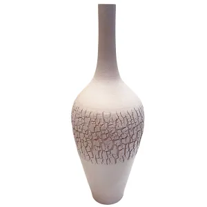 White Bottiglia Terracotta Vase Elongated