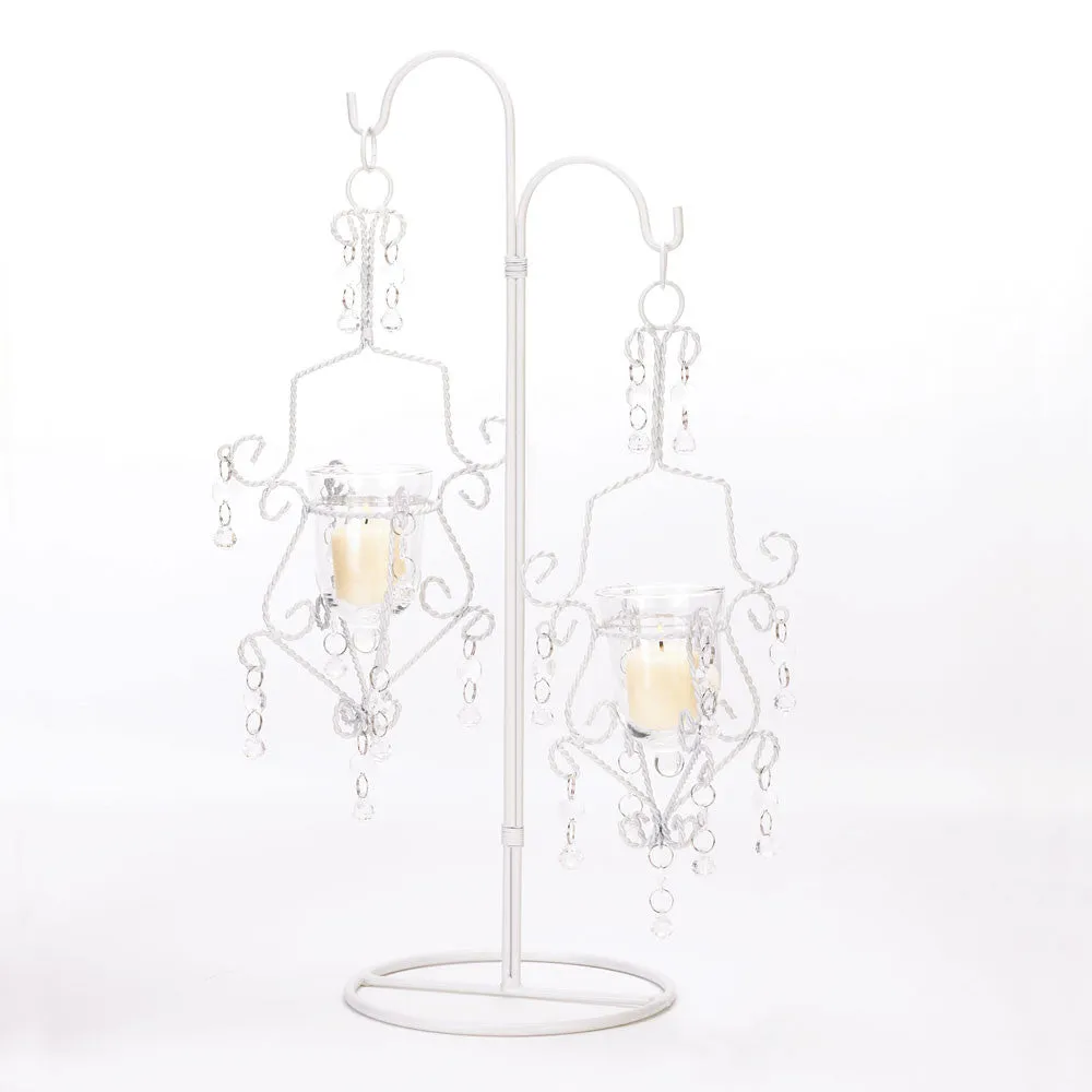 White Crystal Drop Candle Stand