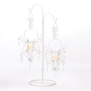 White Crystal Drop Candle Stand