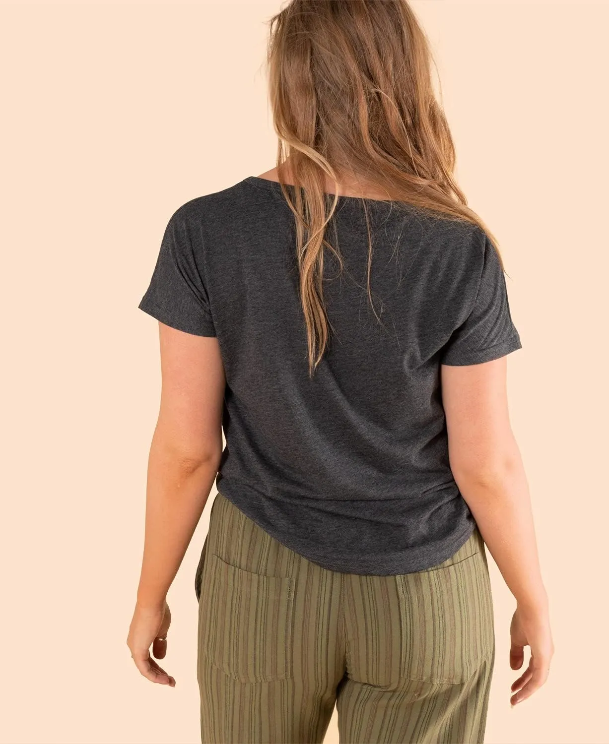 Women's Organic Cotton Mushroom Forager Recycled Slouchy Top - Black Ladies Short Sleeve Graphic Off The Shoulder Tee