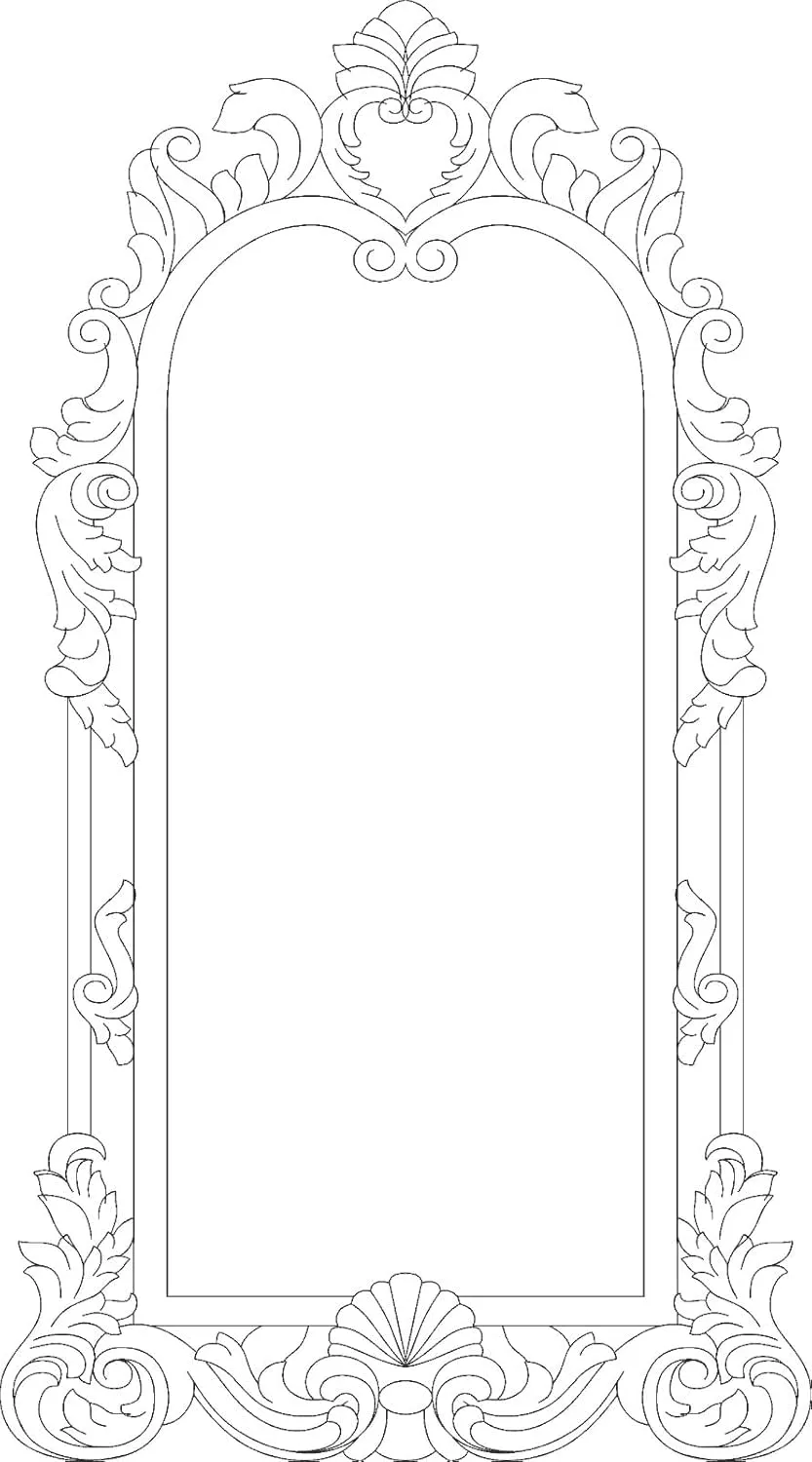 WOOD HOME DECORE Wall Hanging Wooden Mirror Frame Handcarved Royal Golden Frame Design for Living Room, Bedroom (Only Frame Without Mirror) Size 36×22×1 Inch