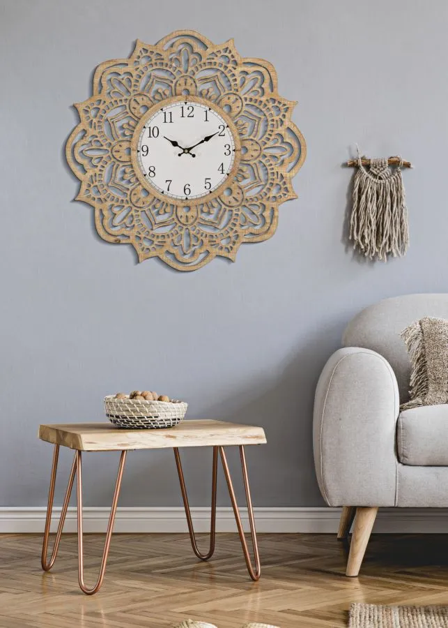 Wooden Mandala Wall Clock