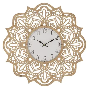 Wooden Mandala Wall Clock
